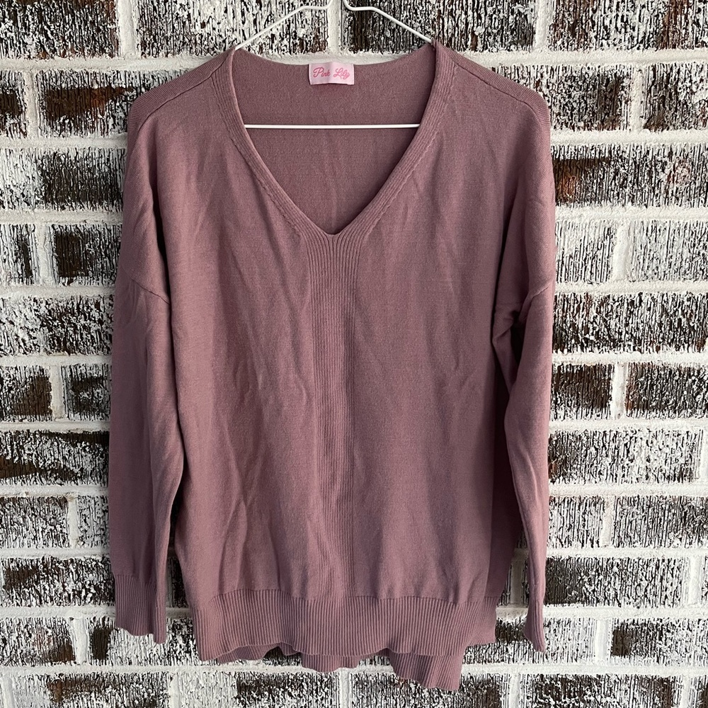 Pink Lily + Need You By My Side Purple Tunic Sweater + EUC + Size M